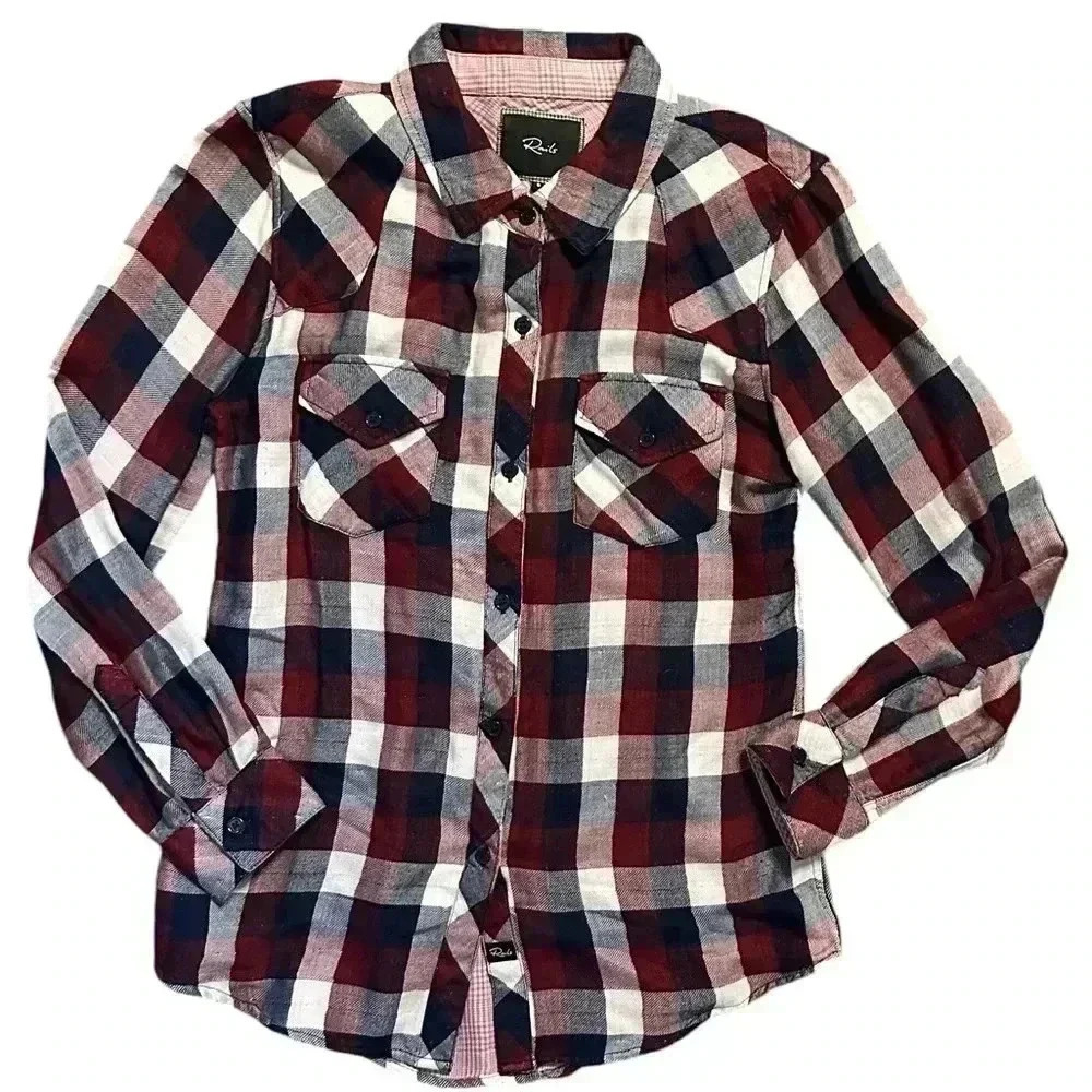 Rails Kendra Button Down in Maroon Check